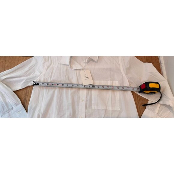 NWT Free Assembly White Cotton Button Down Tunic Shirt Womens Size Medium - Picture 8 of 9